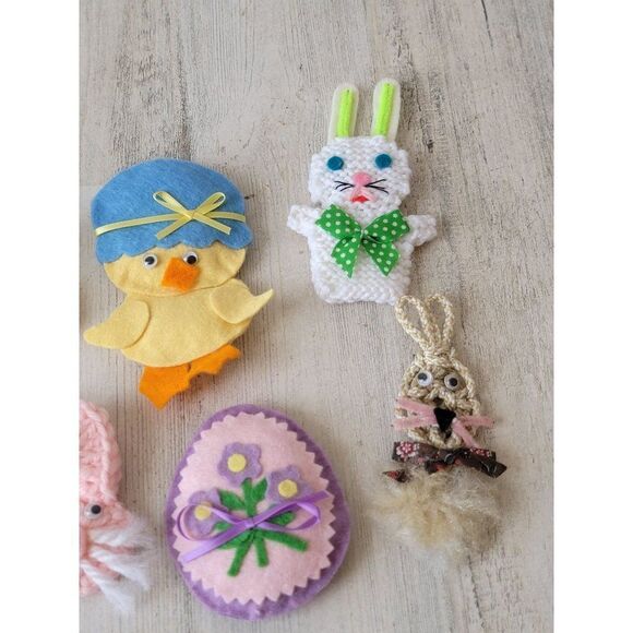 Easter Bunny felt duck crochet matte fridge magnets set spring - Picture 3 of 9